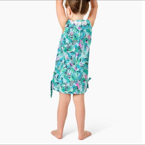 🌸🐶 Little Lilly Classic Shift - Seasalt Blue Barking Up The Palm Tree 🏝 - Picture 2 of 6